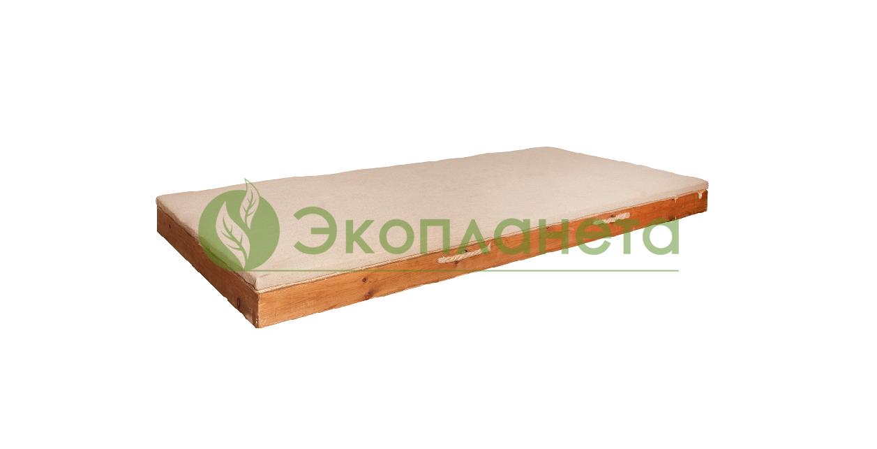 Матрац со структурированной укладкой соломы в кедровом коробе с несъемным наматрацником из натурального льна (90х200 см)